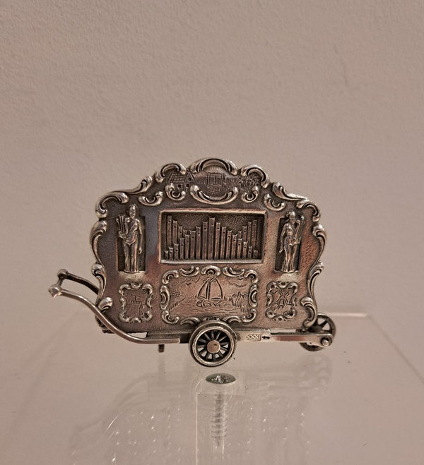 Miniatuur draaiorgel, zilver, Amsterdam, ca.1970.