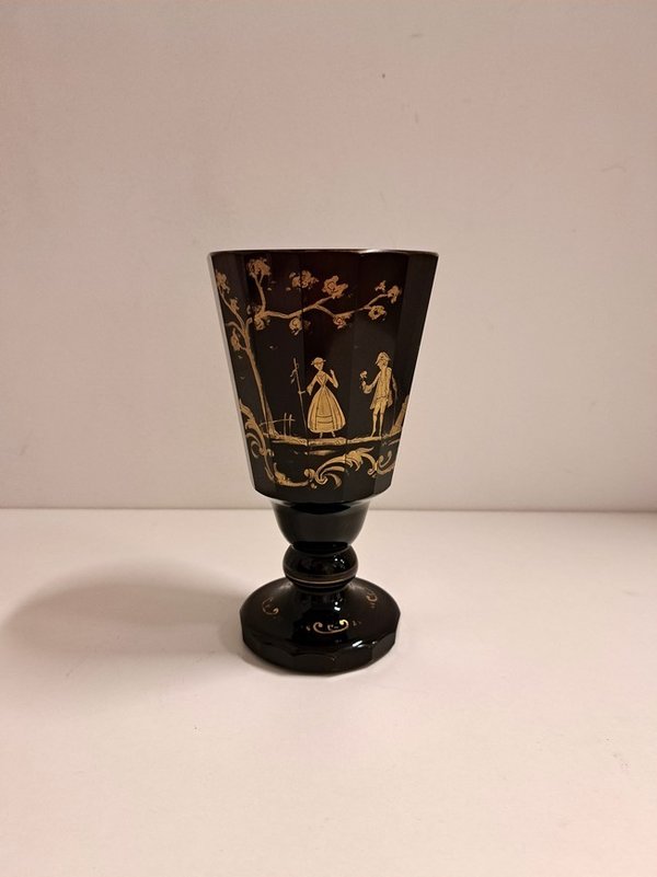 Antieke goblet, Boheems, kristal, 19e eeuw.